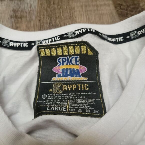 Space Jam Mens White Bunny Rhinestone Short Sleeve Crew Neck T Shirt Size Large - Picture 4 of 8